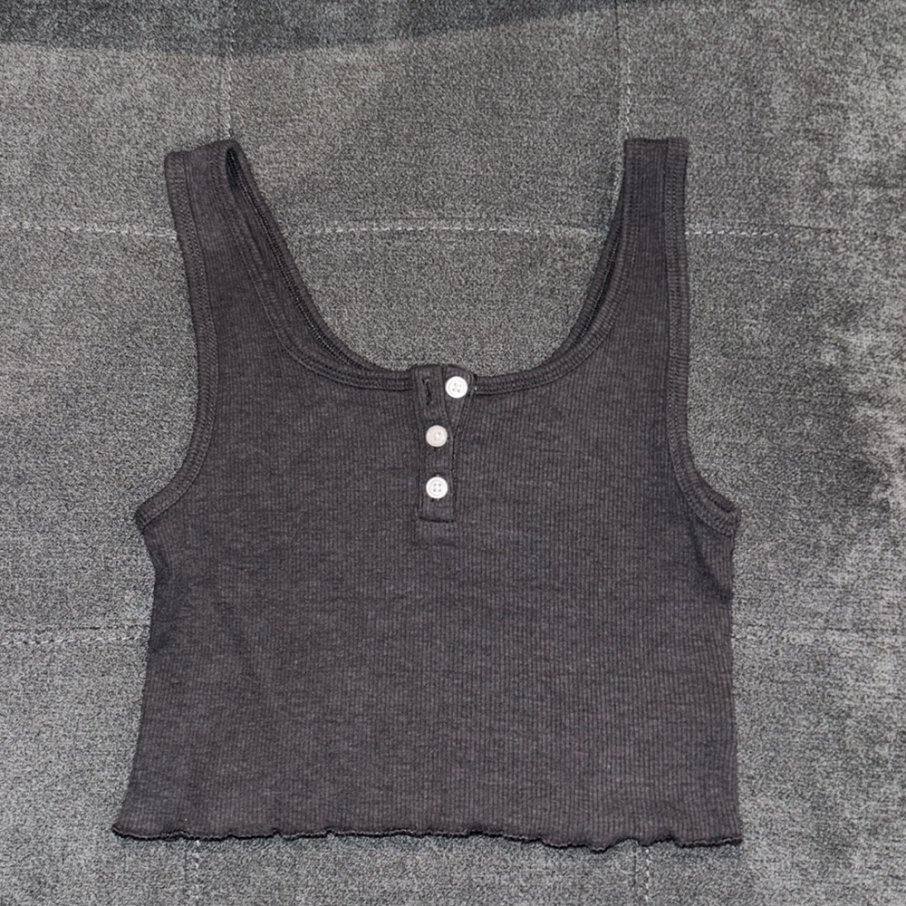 AE cropped button tank top